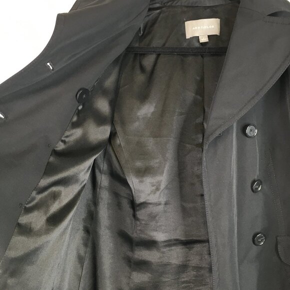 Ann Taylor Black Double Brested Nylon Blend Lined Winter Jacket Size S - Picture 8 of 12
